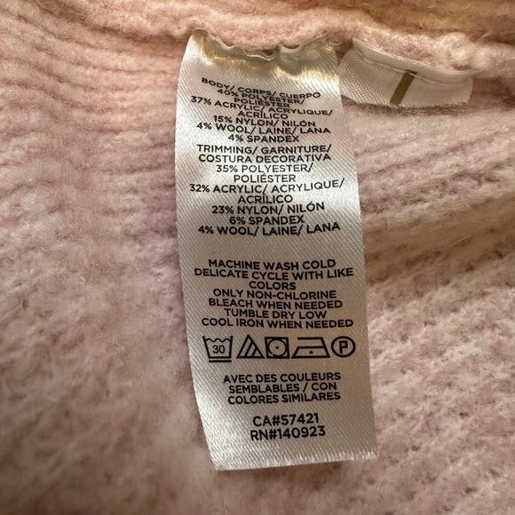 LOFT Soft Pink Waffle Knit Cowl Neck Sweater Sweet and Girly Size XS - Picture 5 of 6